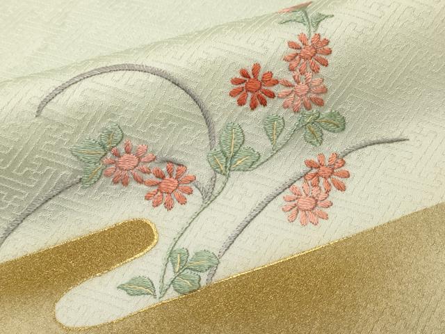 平和屋着物■訪問着　総刺繍　巻絵地紙鴛鴦花文　暈し染め　正絹　逸品　CABN1525ev