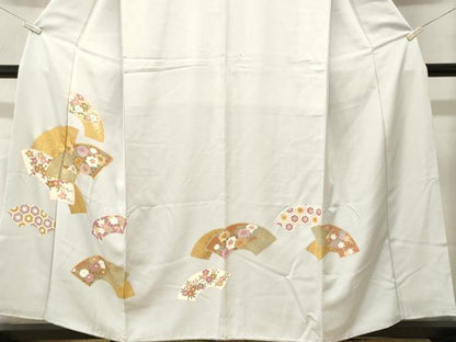 平和屋着物■訪問着　駒刺繍　地紙重ね草花文　金彩　やまと誂製　正絹　逸品　CABN1531ev