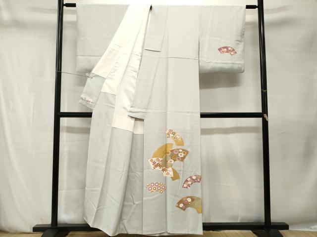 平和屋着物■訪問着　駒刺繍　地紙重ね草花文　金彩　やまと誂製　正絹　逸品　CABN1531ev