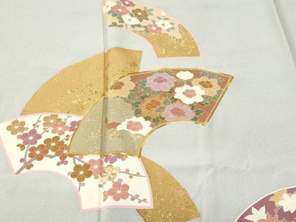 平和屋着物■訪問着　駒刺繍　地紙重ね草花文　金彩　やまと誂製　正絹　逸品　CABN1531ev