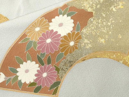平和屋着物■訪問着　駒刺繍　地紙重ね草花文　金彩　やまと誂製　正絹　逸品　CABN1531ev