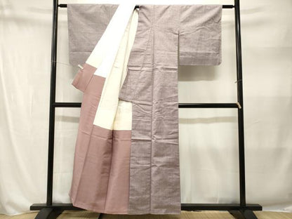 平和屋着物■上質な紬　牡丹鼠色　正絹　逸品　CABN1543ev
