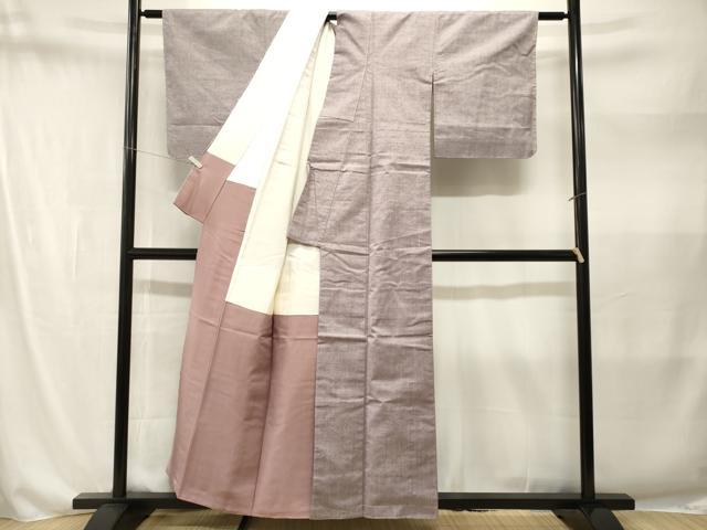 平和屋着物■上質な紬　牡丹鼠色　正絹　逸品　CABN1543ev