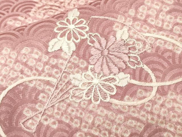 平和屋着物■訪問着　刺繍　絞り　扇面草花文　正絹　逸品　CABN1545ev