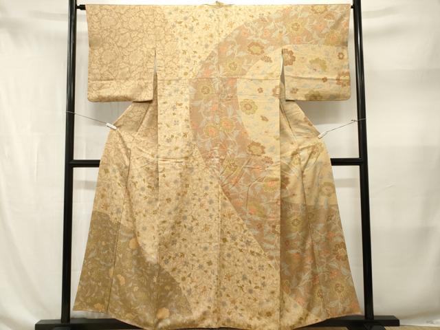 平和屋着物■訪問着　更紗草花文　正絹　逸品　CABN1546ev