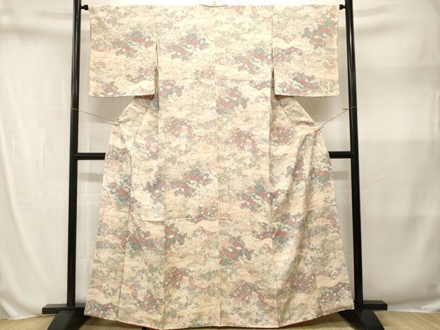平和屋着物■上質な小紋　飛鶴風景文　暈し染め　金彩　正絹　逸品　CABN1568ev