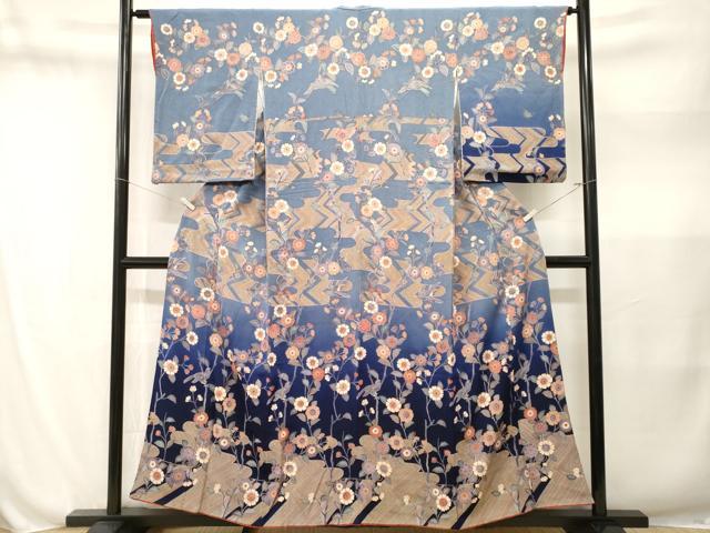 平和屋着物■訪問着　休み鳥枝花文　暈し染め　金彩　鬼しぼ縮緬　ますいわ屋扱い　正絹　逸品　CABN1574ev