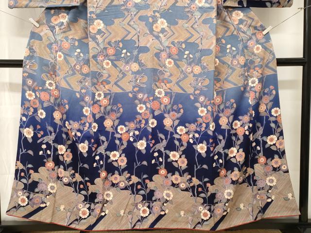 平和屋着物■訪問着　休み鳥枝花文　暈し染め　金彩　鬼しぼ縮緬　ますいわ屋扱い　正絹　逸品　CABN1574ev