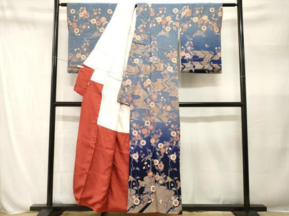 平和屋着物■訪問着　休み鳥枝花文　暈し染め　金彩　鬼しぼ縮緬　ますいわ屋扱い　正絹　逸品　CABN1574ev
