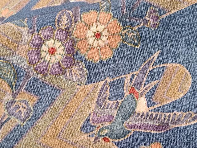平和屋着物■訪問着　休み鳥枝花文　暈し染め　金彩　鬼しぼ縮緬　ますいわ屋扱い　正絹　逸品　CABN1574ev