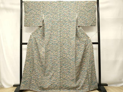平和屋着物■上質な小紋　芝草花文　金彩　正絹　逸品　CABN1578ev