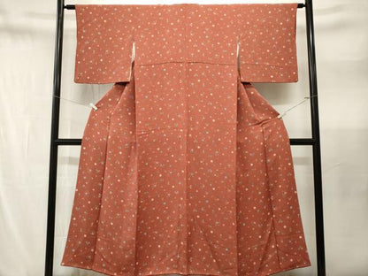 平和屋着物■上質な小紋　舞花文　鬼しぼ縮緬　正絹　逸品　CABN1583ev
