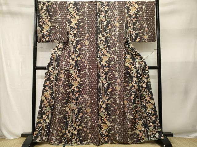 平和屋着物■上質な小紋　松竹梅雪輪花間道　暈し染め　金彩　正絹　逸品　CABN1586ev
