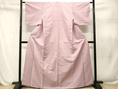 平和屋着物■上質な色無地　横段地紋　紅藤色　正絹　逸品　CABN1600ev