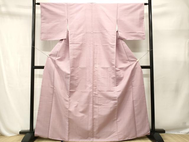 平和屋着物■上質な色無地　横段地紋　紅藤色　正絹　逸品　CABN1600ev
