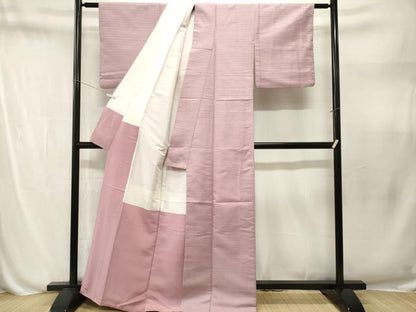平和屋着物■上質な色無地　横段地紋　紅藤色　正絹　逸品　CABN1600ev