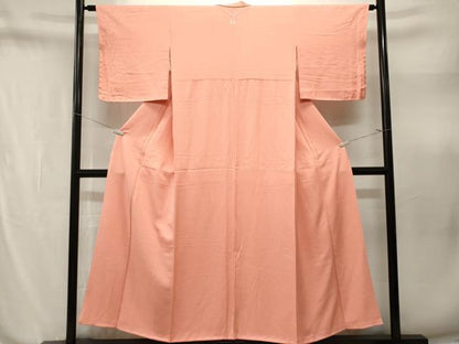 平和屋着物■上質な色無地　霞地紋　水柿色　正絹　逸品　CABN1607ev