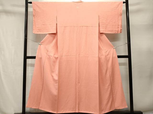 平和屋着物■上質な色無地　霞地紋　水柿色　正絹　逸品　CABN1607ev