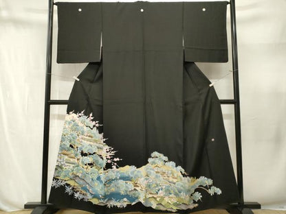 平和屋着物■豪華黒留袖　作家物　御所解文　鴛鴦　正絹　逸品　CABN1625ev