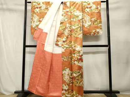 平和屋着物■上質な小紋　松竹梅人物風景文　金彩　金通し地　正絹　逸品　CABN1628ev