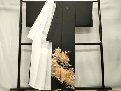 平和屋着物■豪華黒留袖　駒刺繍　誰が袖　松竹梅花車文　暈し染め　金彩　正絹　逸品　CABN1630ev