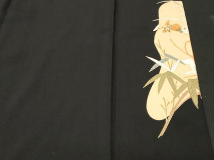 平和屋着物■豪華黒留袖　駒刺繍　誰が袖　松竹梅花車文　暈し染め　金彩　正絹　逸品　CABN1630ev