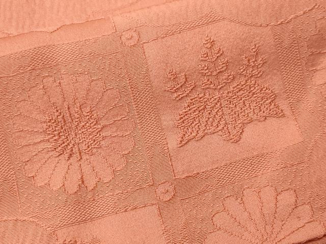 平和屋着物■上質な色無地　雲取り天井花文　東雲色　正絹　逸品　CABN1637ev