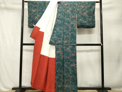 平和屋着物■上質な小紋　鳳凰枝花文　金彩　正絹　逸品　CABN1640ev