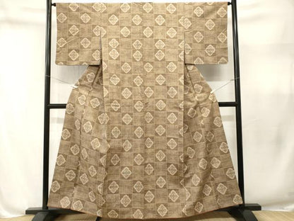 平和屋着物■上質な紬　市松菱文　正絹　逸品　CABN1661ev