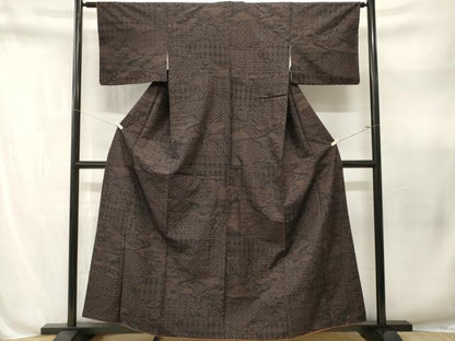 平和屋着物■結城紬　80亀甲　吉祥花文　正絹　逸品　CABN1664ev