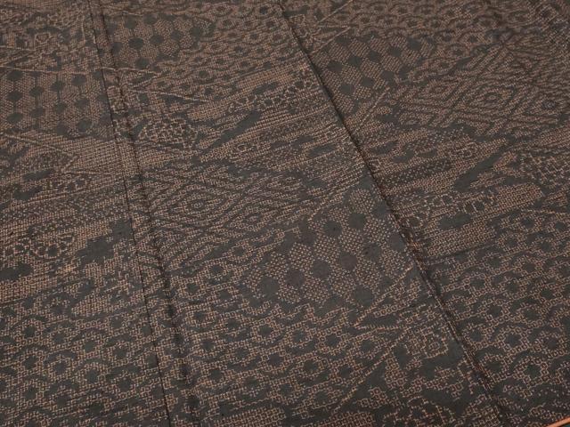 平和屋着物■結城紬　80亀甲　吉祥花文　正絹　逸品　CABN1664ev