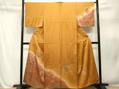 平和屋着物■訪問着　色紙草花文　暈し染め　金銀彩　正絹　逸品　CABN1665ev