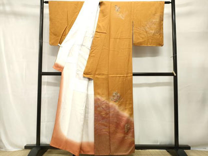 平和屋着物■訪問着　色紙草花文　暈し染め　金銀彩　正絹　逸品　CABN1665ev