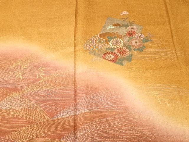 平和屋着物■訪問着　色紙草花文　暈し染め　金銀彩　正絹　逸品　CABN1665ev