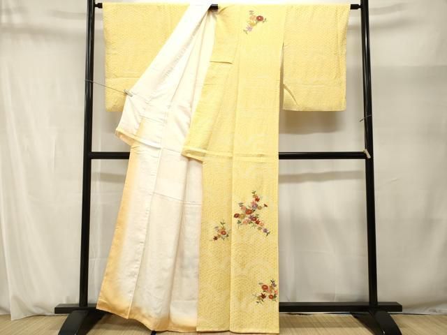 平和屋着物■訪問着　総刺繍　駒刺繍　絞り　青海波枝花文　金糸　正絹　逸品　CABN1671ev