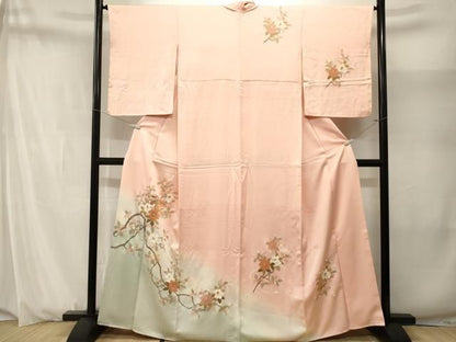 平和屋着物■訪問着　地紙御所車枝花文　暈し染め　金彩　正絹　逸品　CABN1673ev