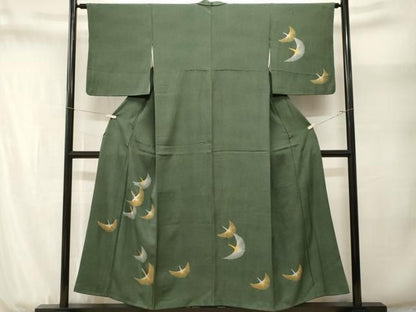 平和屋着物■訪問着　刺繍　飛鶴文　金銀彩　正絹　逸品　CABN1674ev