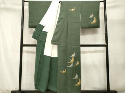 平和屋着物■訪問着　刺繍　飛鶴文　金銀彩　正絹　逸品　CABN1674ev