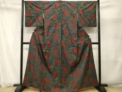 平和屋着物■本場大島紬　7マルキ　草花文　正絹　逸品　CABN1675ev