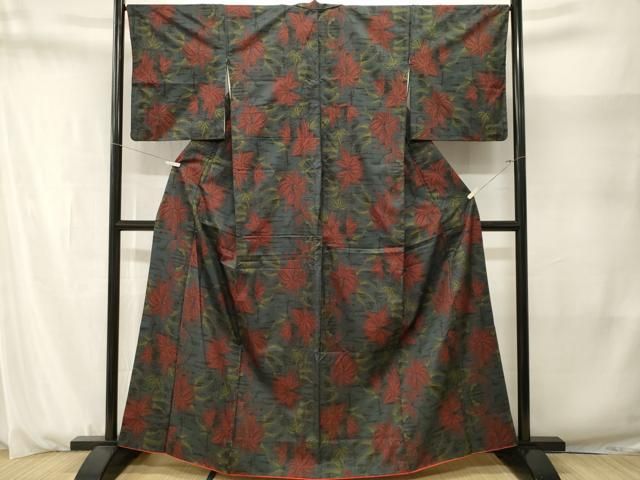 平和屋着物■本場大島紬　7マルキ　草花文　正絹　逸品　CABN1675ev