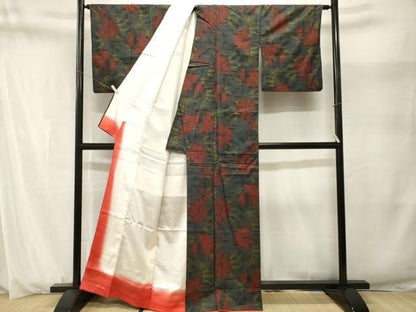 平和屋着物■本場大島紬　7マルキ　草花文　正絹　逸品　CABN1675ev