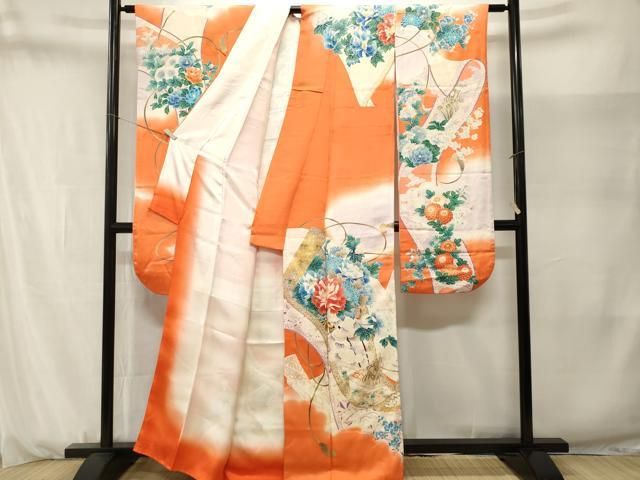 平和屋着物■豪華振袖　作家物　刺繍　絵巻吉祥草花文　暈し染め　金彩　正絹　逸品　CABN1676ev