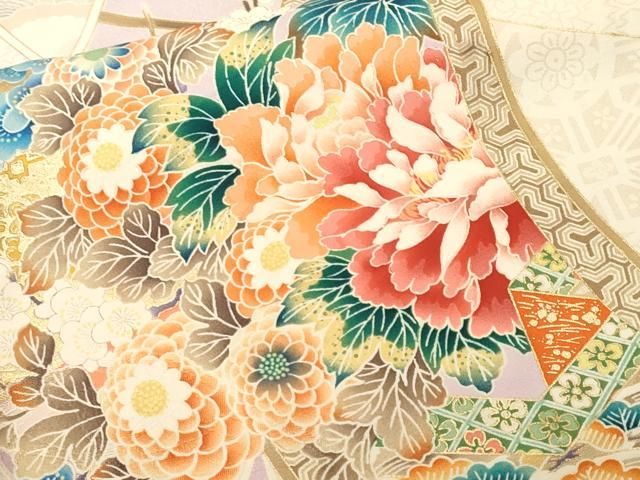 平和屋着物■豪華振袖　作家物　刺繍　絵巻吉祥草花文　暈し染め　金彩　正絹　逸品　CABN1676ev