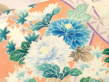 平和屋着物■豪華振袖　作家物　刺繍　絵巻吉祥草花文　暈し染め　金彩　正絹　逸品　CABN1676ev