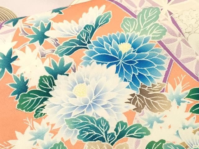 平和屋着物■豪華振袖　作家物　刺繍　絵巻吉祥草花文　暈し染め　金彩　正絹　逸品　CABN1676ev