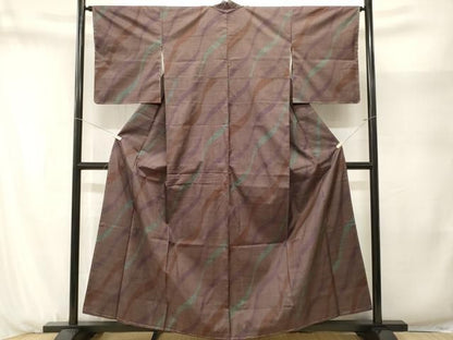 平和屋着物■本場大島紬　7マルキ　よろけ縞　正絹　逸品　CABN1678ev
