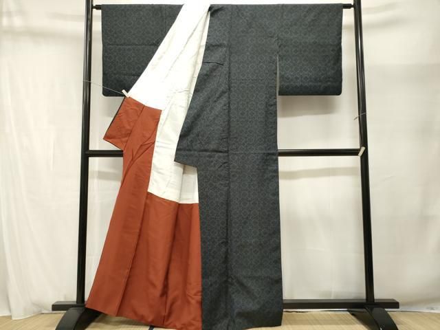 平和屋着物■上質な紬　幾何学文　正絹　逸品　CABN1682ev