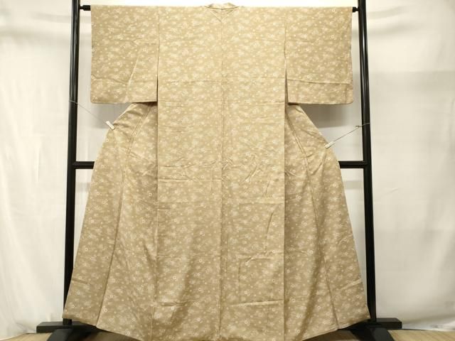 平和屋着物■上質な小紋　流水露芝草花文　正絹　逸品　CABN1683ev