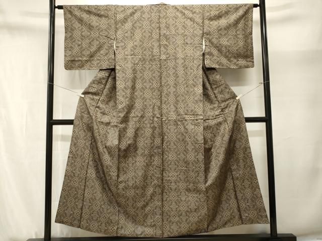 平和屋着物■本場大島紬　割り込み絣　菱七宝花文　正絹　逸品　CABN1691ev