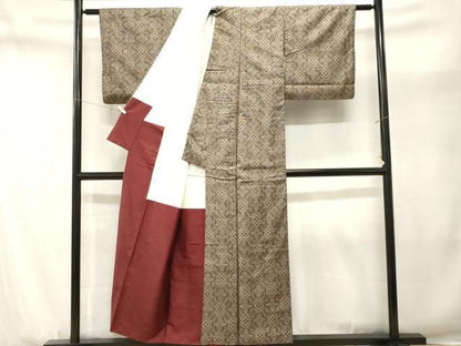 平和屋着物■本場大島紬　割り込み絣　菱七宝花文　正絹　逸品　CABN1691ev